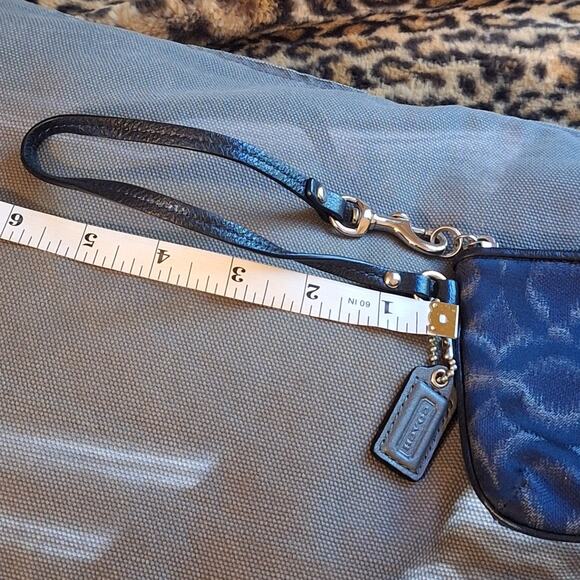 Coach Wristlet Navy Black Gray Logo 6.5" x 4" Clutch Classic Going Out Evening - Picture 7 of 7